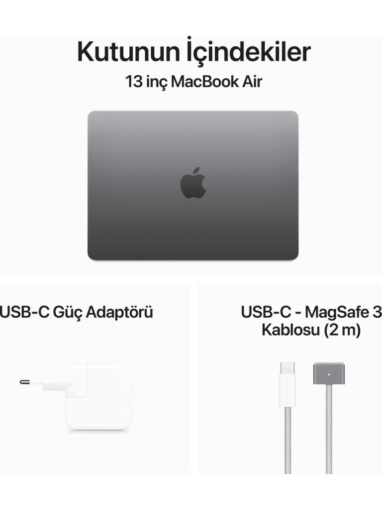 MacBook Air M3 16 GB 512 GB SSD 13.6" MXCR3TU/A Uzay Grisi Outlet (Açıklamayı Okuyunuz)