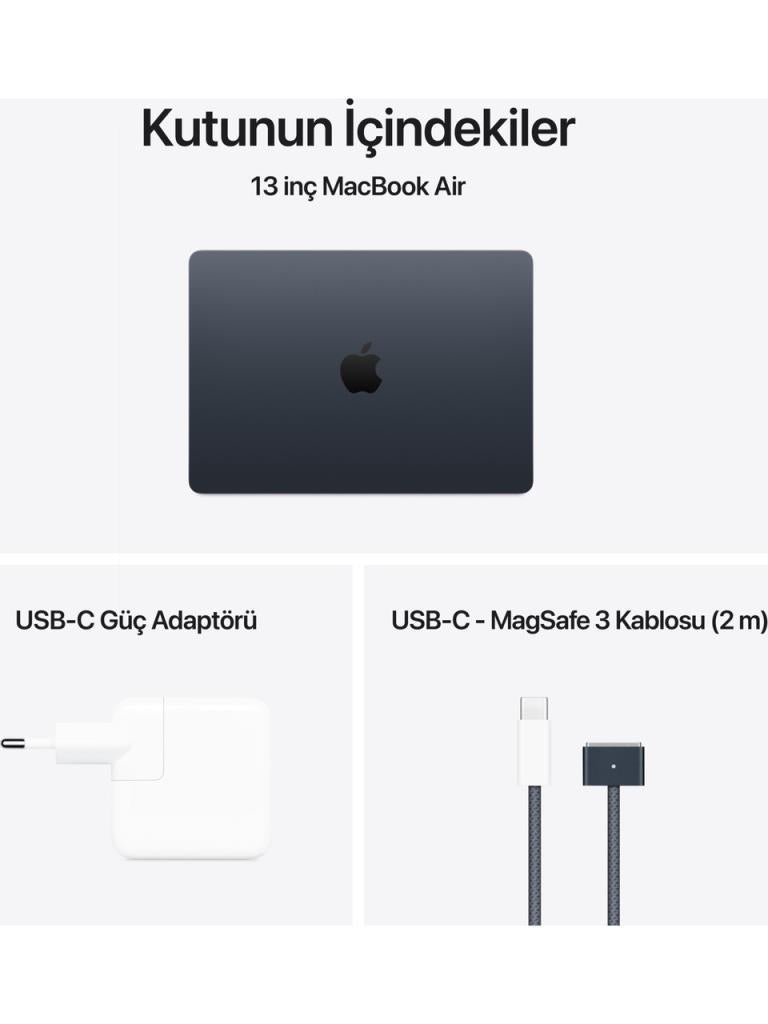 MacBook Air M4 24 GB 512 GB SSD 13.6" MC6C4TU/A Gece Yarısı Outlet (Apple Türkiye Garantili)