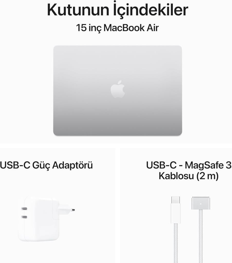 MacBook Air M3 16 GB 512 GB SSD 15.3" MXD23TU/A Gümüş Outlet (Açıklamayı Okuyunuz)