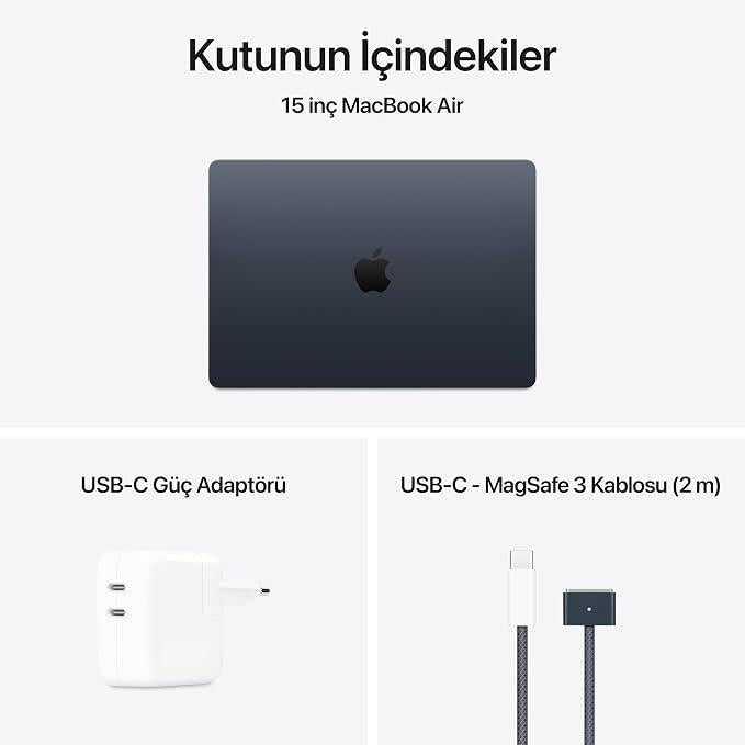 MacBook Air M4 16 GB 256 GB SSD 15.3" MW1L3TU/A Gece Yarısı - TEŞHİR