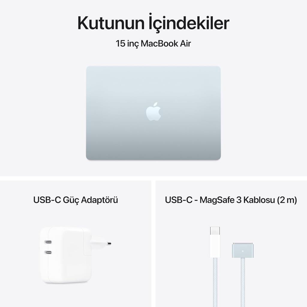 MacBook Air M4 16 GB 512 GB SSD 15.3" MC7C4TU/A Gök Mavisi (Apple Türkiye Garantili)