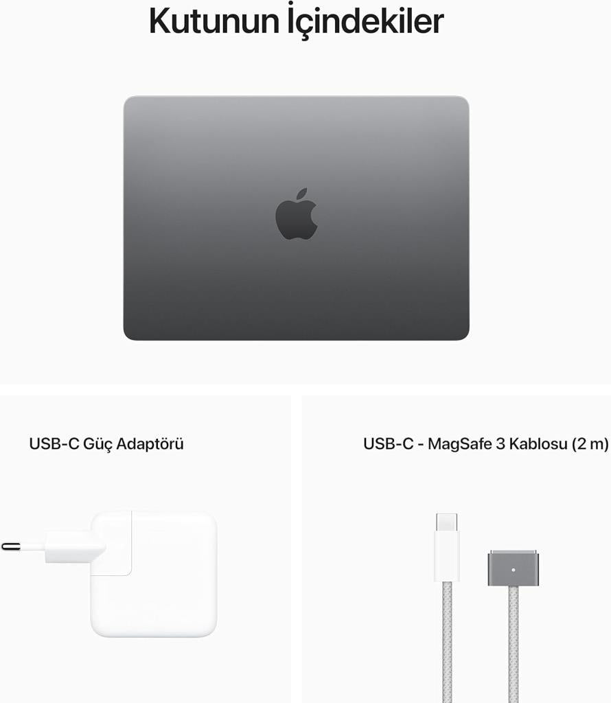 MacBook Air M2 8 GB 512 GB SSD 13.6" MLXX3TU/A Uzay Grisi Outlet (Açıklamayı Okuyunuz)