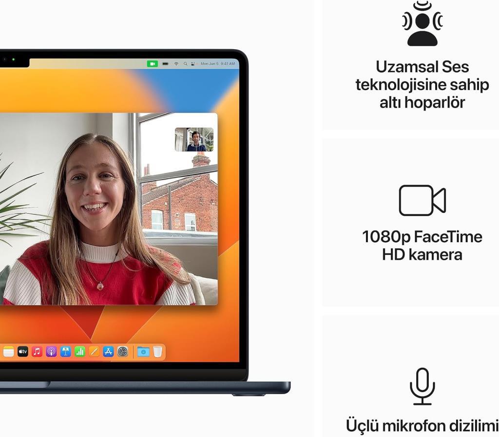 MacBook Air M2 8 GB 512 GB SSD 15.3" MQKX3TU/A Gece Yarısı - Teşhir