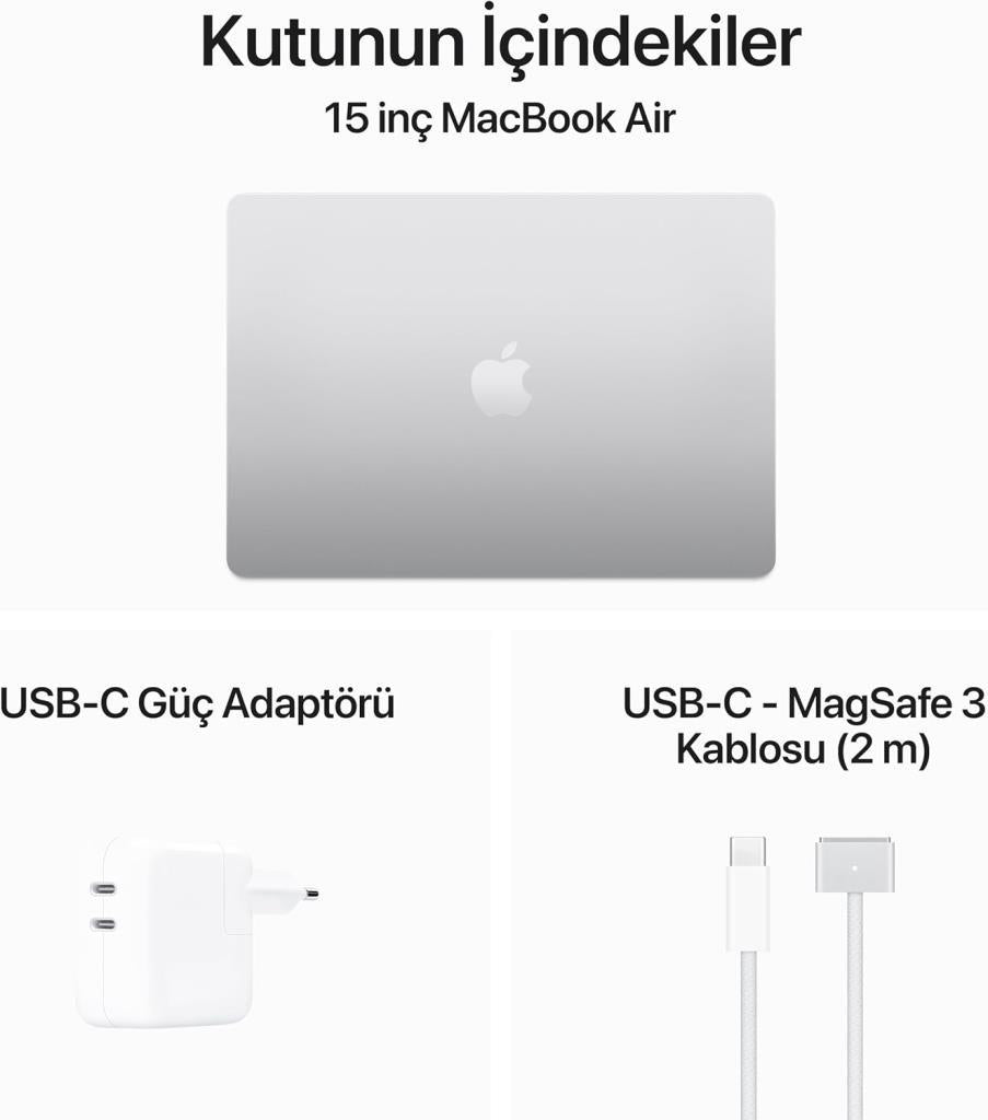 MacBook Air M3 16 GB 256 GB SSD 15.3" MC9E4TU/A Gümüş Outlet