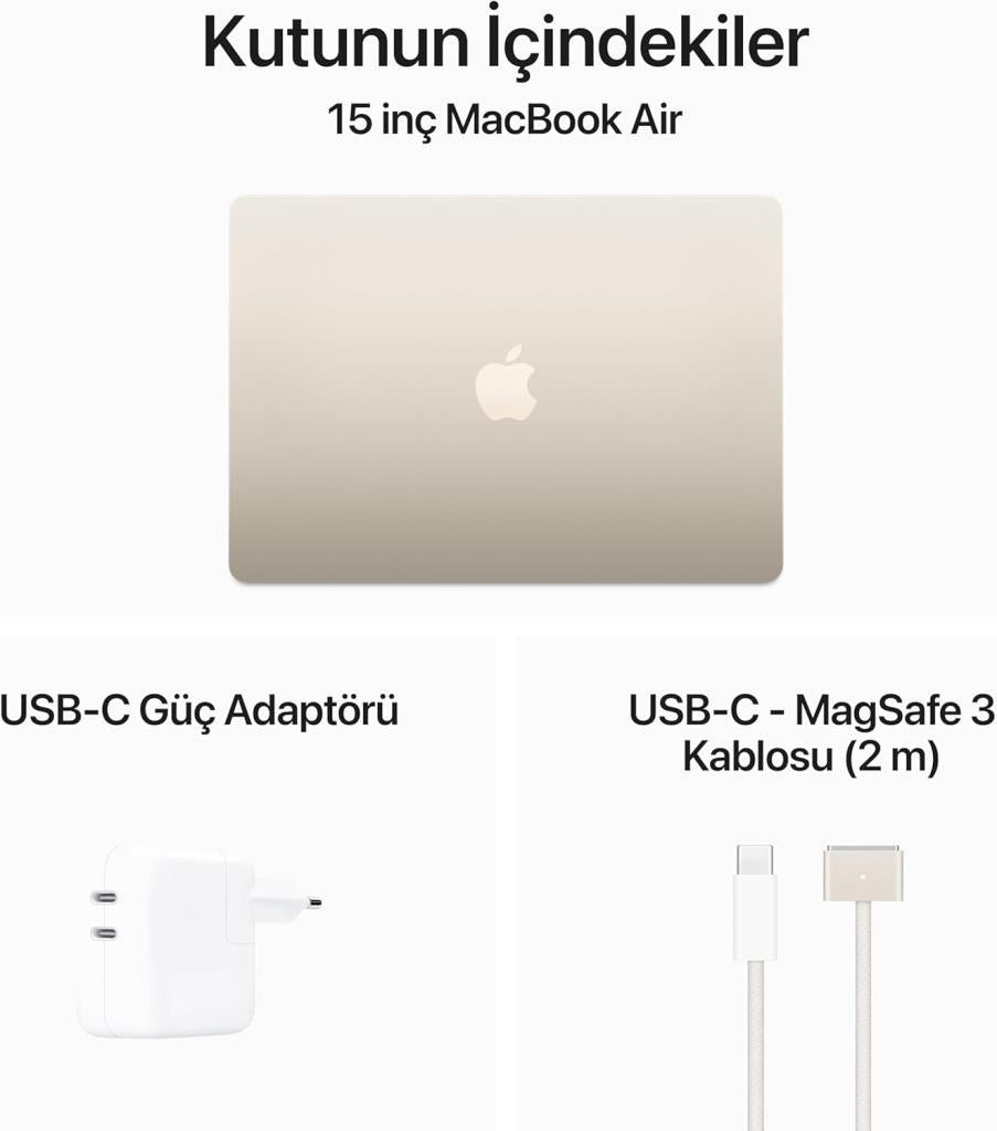 MacBook Air M3 16 GB 512 GB SSD 15.3" MXD33TU/A Yıldız Işığı Outlet (Açıklamayı Okuyunuz)