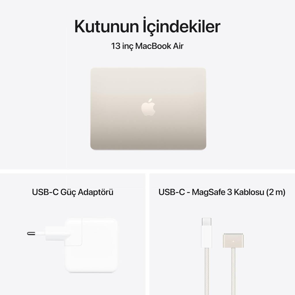 MacBook Air M4 16 GB 256 GB SSD 13.6" MW0Y3TU/A Yıldız Işığı Outlet (Açıklamayı Okuyunuz)