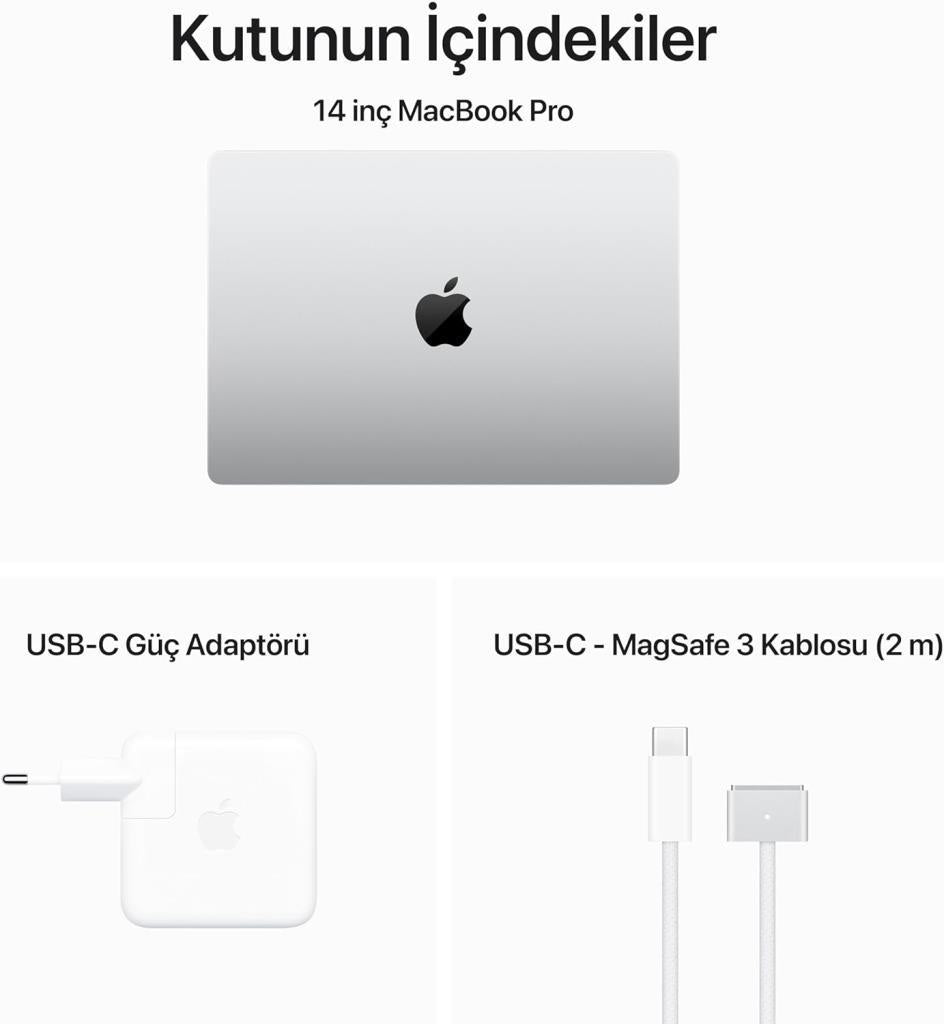 MacBook Pro M3 16 GB 1 TB SSD 14" MXE13TU/A Gümüş Outlet (Açıklamayı Okuyunuz)