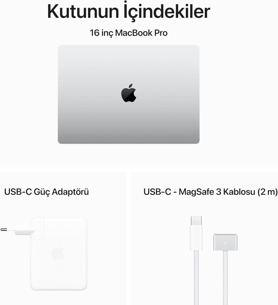 MacBook Pro M3 Pro 36 GB 512 GB SSD 16.2" MRW63TU/A Gümüş Outlet (Açıklamayı Okuyunuz)