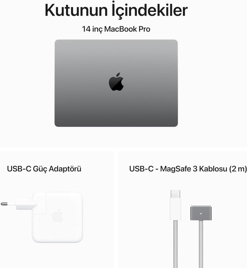 MacBook Pro M3 8 GB 512 GB SSD 14" MTL73TU/A Uzay Grisi Outlet (Açıklamayı Okuyunuz)