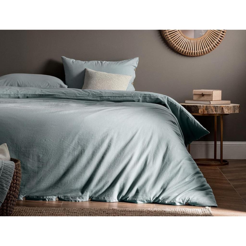 Madame Coco NT0000000111 Mer Tek Kişilik Yıkamalı Linen Nevresim Takımı, Mavi Teşhir