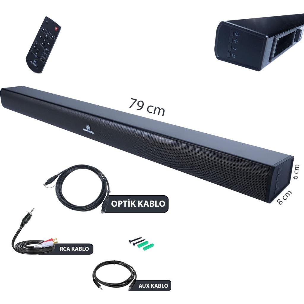 Maxword SLC-160BT Optik Çıkışlı 2.0 Kanal BT Soundbar TV Ses Sistemi 160W (79x8x6 cm) Teşhir