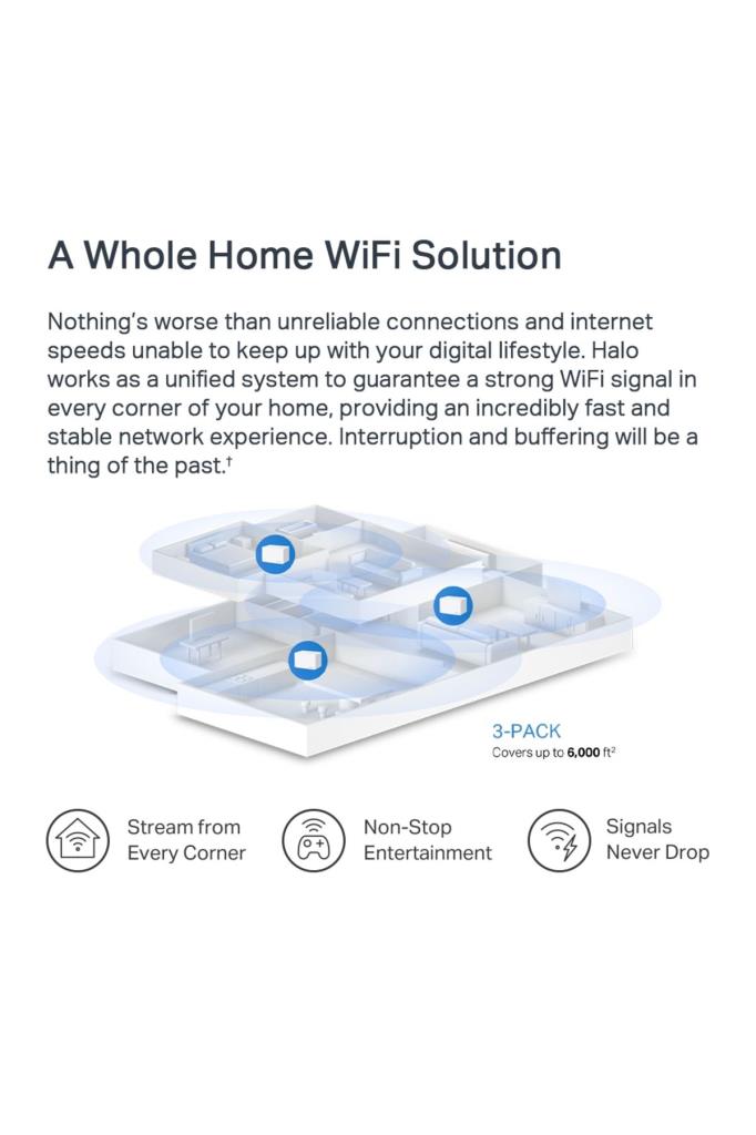 جهاز توجيه Mercusys Halo H70X ثلاثي الاتجاهات بسرعة 1800 ميجابت في الثانية