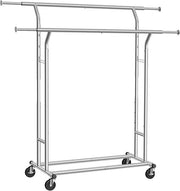 SONGMICS Metal vestiyer Gardırop, 110 Kg'A Kadar Dayanıklı, Uzunluk 129-169 cm, Krom Kaplamalı Hsr12S Teşhir