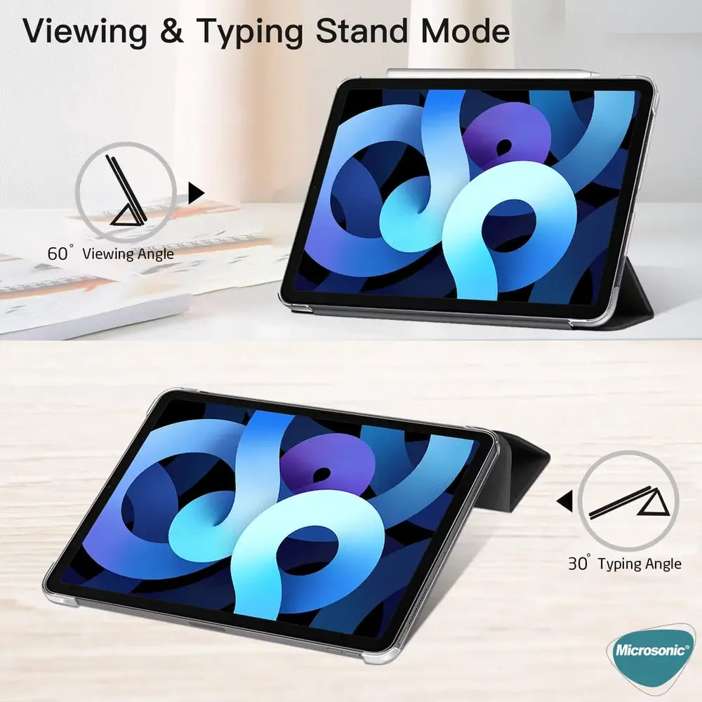 Microsonic Apple iPad Air 5.Nesil 2022 Kılıf (A2588-A2589-A2591) Slim Translucent Back Smart Cover Mavi - OUTLET