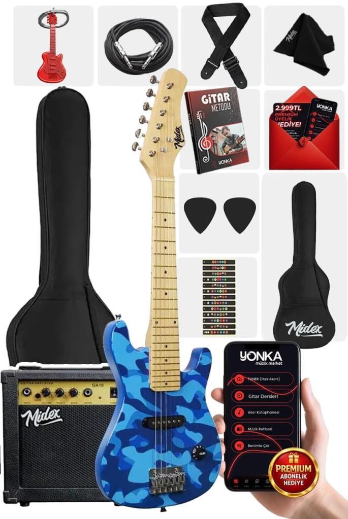 Midex CEG-30BS 4-6 Yaş Çocuklar İçin Amfili Full 1/4 30 İnç Elektro Gitar Seti - TEŞHİR