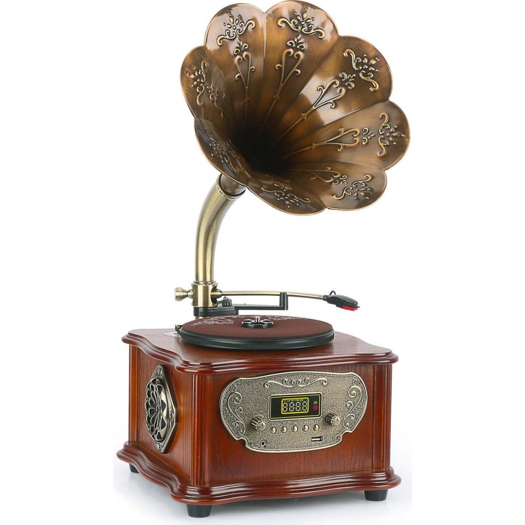 Midex GR-50 Nostaljik Gramofon FM Radyolu 33/45 Devir Pikap Plak Çalar Bluetooth