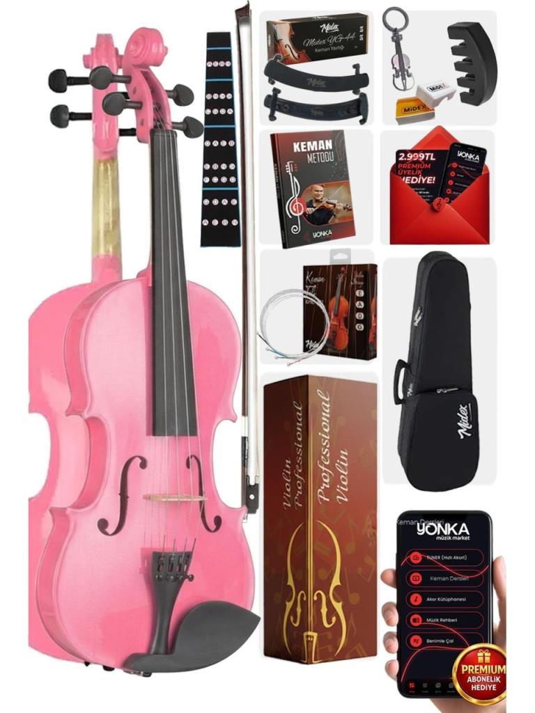 Midex HGA34PİNK-TYS Pembe 3/4 Çocuk Kemanı Full Set (10-13 Yaş İçin)