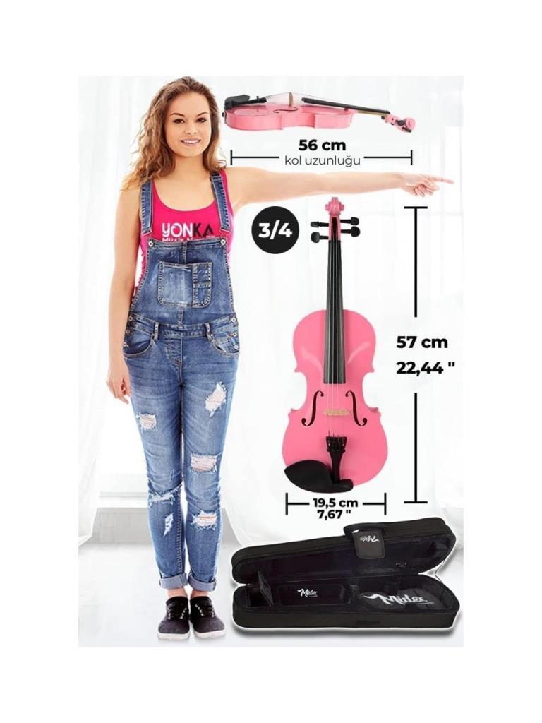 Midex HGA34PİNK-TYS Pembe 3/4 Çocuk Kemanı Full Set (10-13 Yaş İçin)