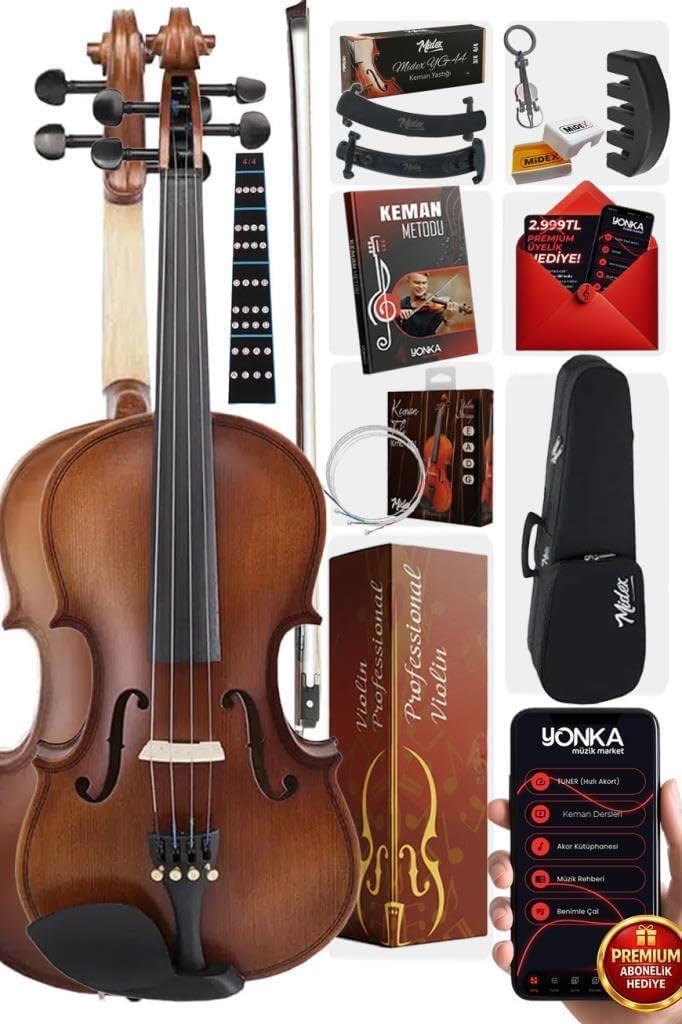 Midex Lma-544tys 4/4 Profesyonel Keman 4/4 Tam Boy (YASTIK SUSTURUCU YEDEK TEL ÇANTA YAY REÇİNE) - Outlet