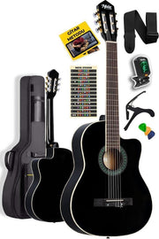 Midex MGX-100BK-BAG Üst Seviye Klasik Gitar 4/4 Sap Ayarlı Gül Klavye (Tuner Çanta Askı Capo Metod Pena) Outlet