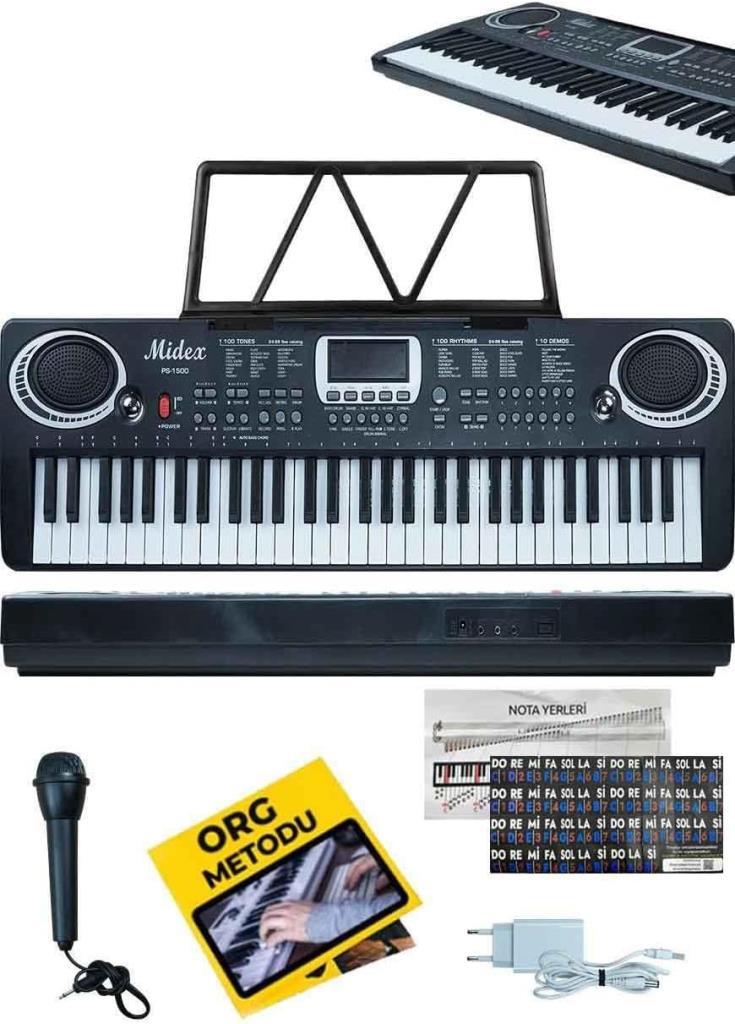 Midex Ps-1500bk Başlangıç Için 61 Tuşlu Org Notalık Adaptör Mikrofon (100 SES 100 RİTİM) - TEŞHİR