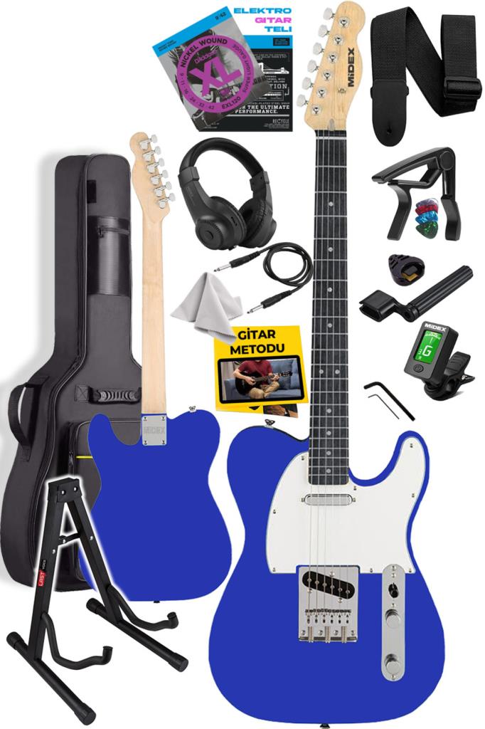 Midex TLX-50BL Tele Kasa Maple Klavye 2 Single-Coil Manyetik Elektro Gitar - TEŞHİR
