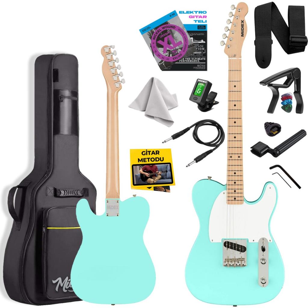 Midex TLX-50GR Tele Kasa Maple Klavye 2 Single-Coil Manyetik Elektro Gitar