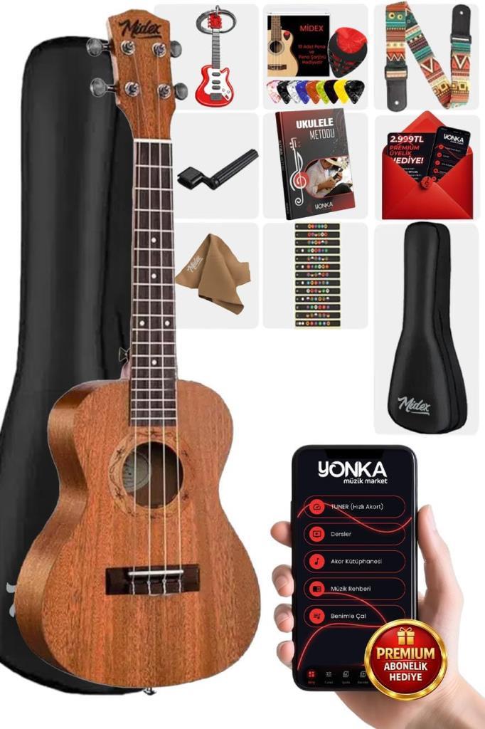 Midex TN-26M Set Maun Tenör Ukulele (Softcase Capo Metod Nota Sticker Askı Pena) - Outlet