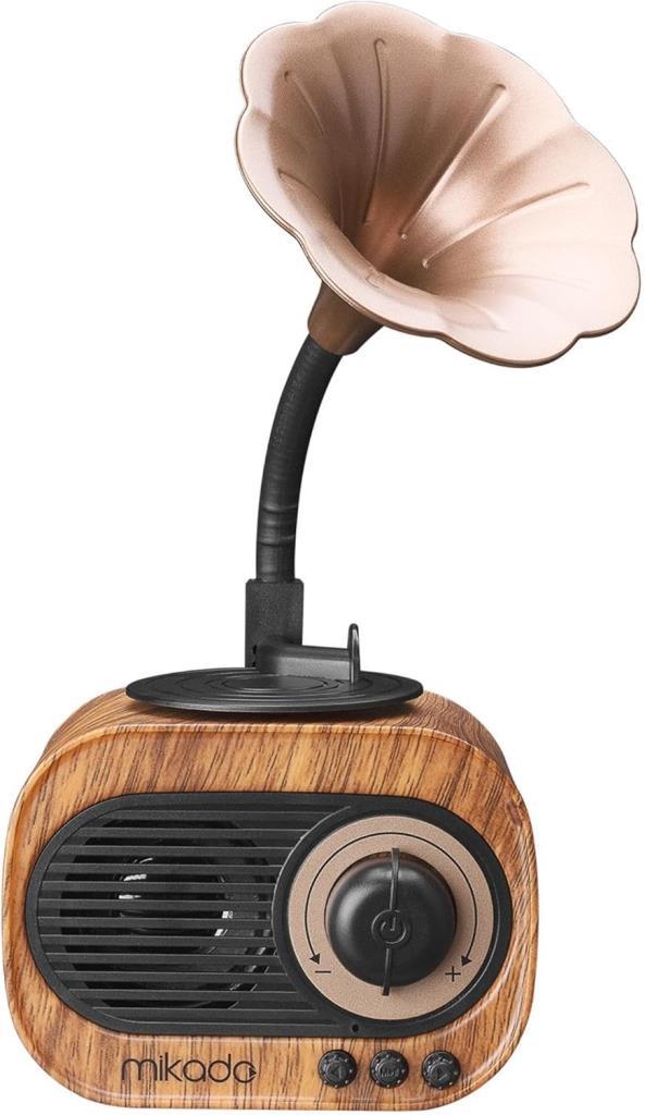 Mikado MN-S19 5 W Ahşap USB Aux TF Kart Bluetooth Klasik Retro Gramofon Müzik Kutusu Outlet