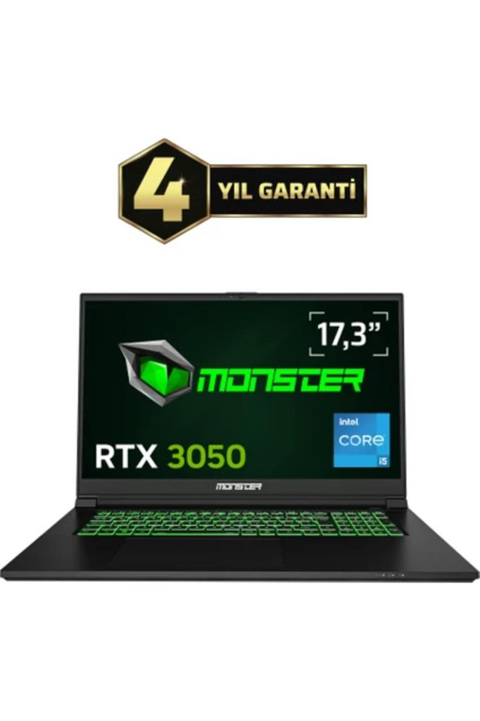Monster Abra A7 V15.3.4 i5-13500H 16 GB 1 TB SSD RTX3050 17.3" FreeDOS Full HD Gaming Laptop - OUTLET