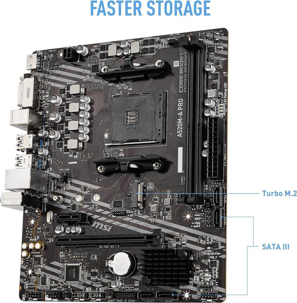 MSI A520M-A Pro AMD AM4 DDR4 Micro ATX Anakart Teşhir