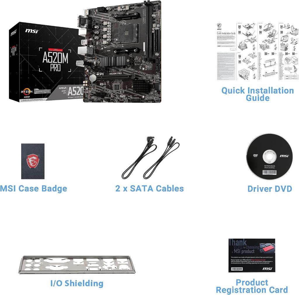MSI A520M Pro AMD AM4 DDR4 Micro ATX Anakart - OUTLET