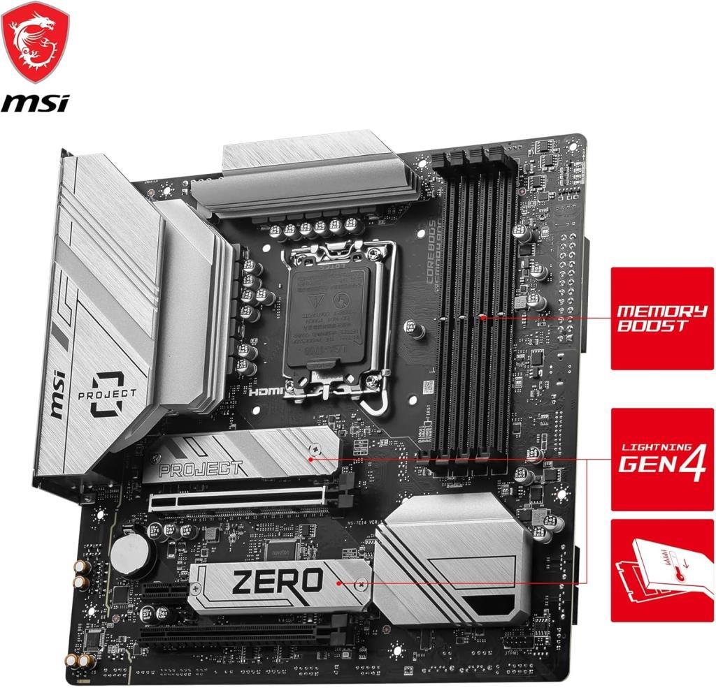MSI B760M Project Zero Wi-Fi Intel LGA1700 DDR5 Micro ATX Anakart / TEŞHİR