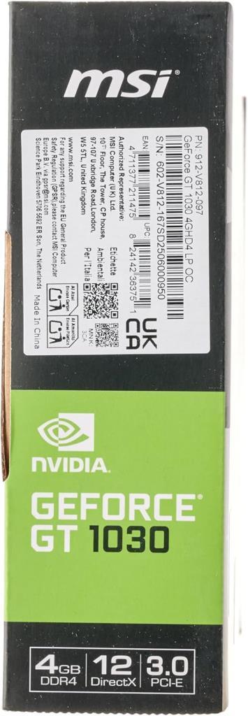 MSI GT 1030 4GHD4 LP OC 64 Bit DDR4 4 GB Ekran Kartı Outlet