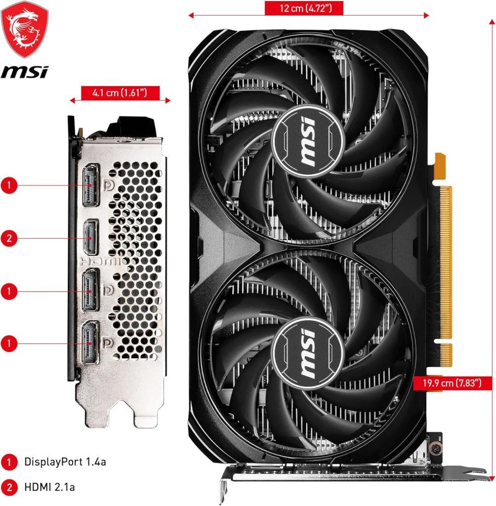 MSI RTX 4060 Ventus 2X Black 8G OC 128 Bit GDDR6 8 GB Ekran Kartı