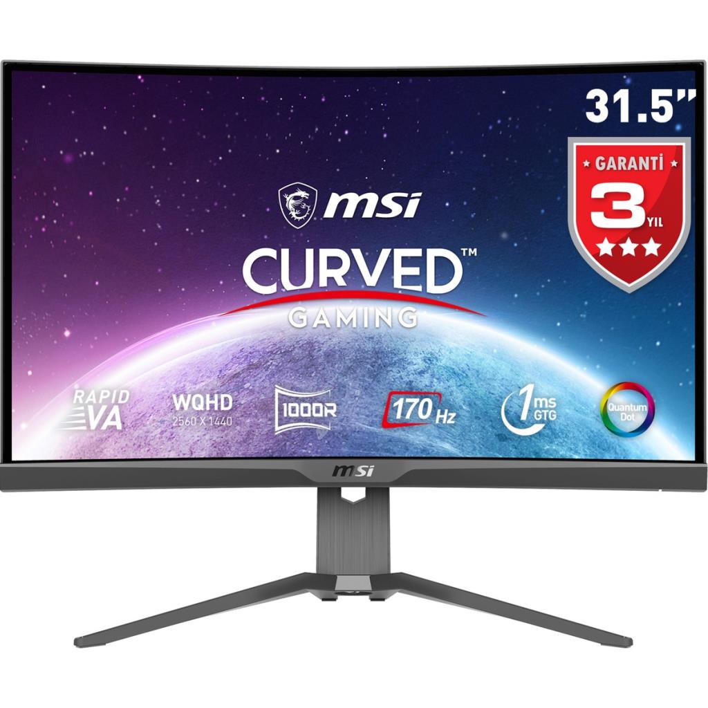 MSI MAG 325CQRF-QD 31.5" 1 ms 2K Curved 170 Hz Oyuncu Monitörü Outlet