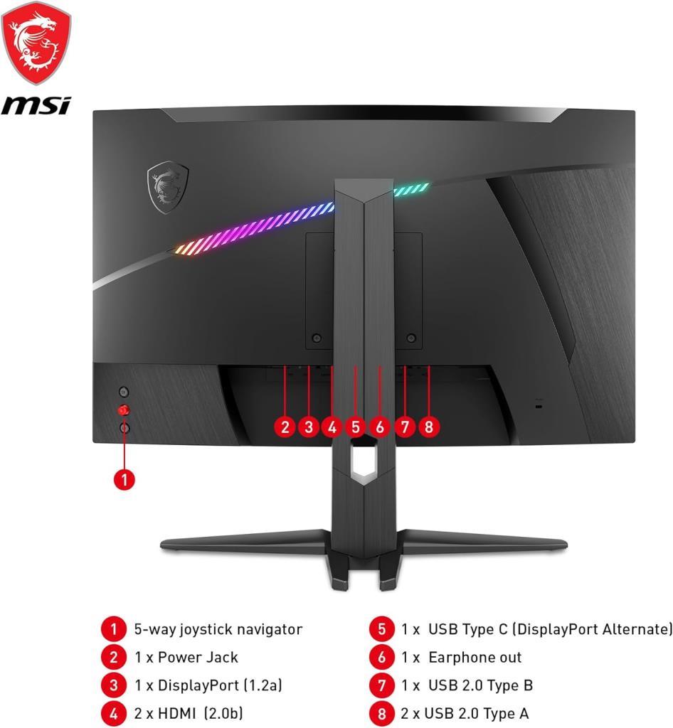 MSI MAG 325CQRF-QD 31.5" 1 ms 2K Curved 170 Hz Oyuncu Monitörü Teşhir