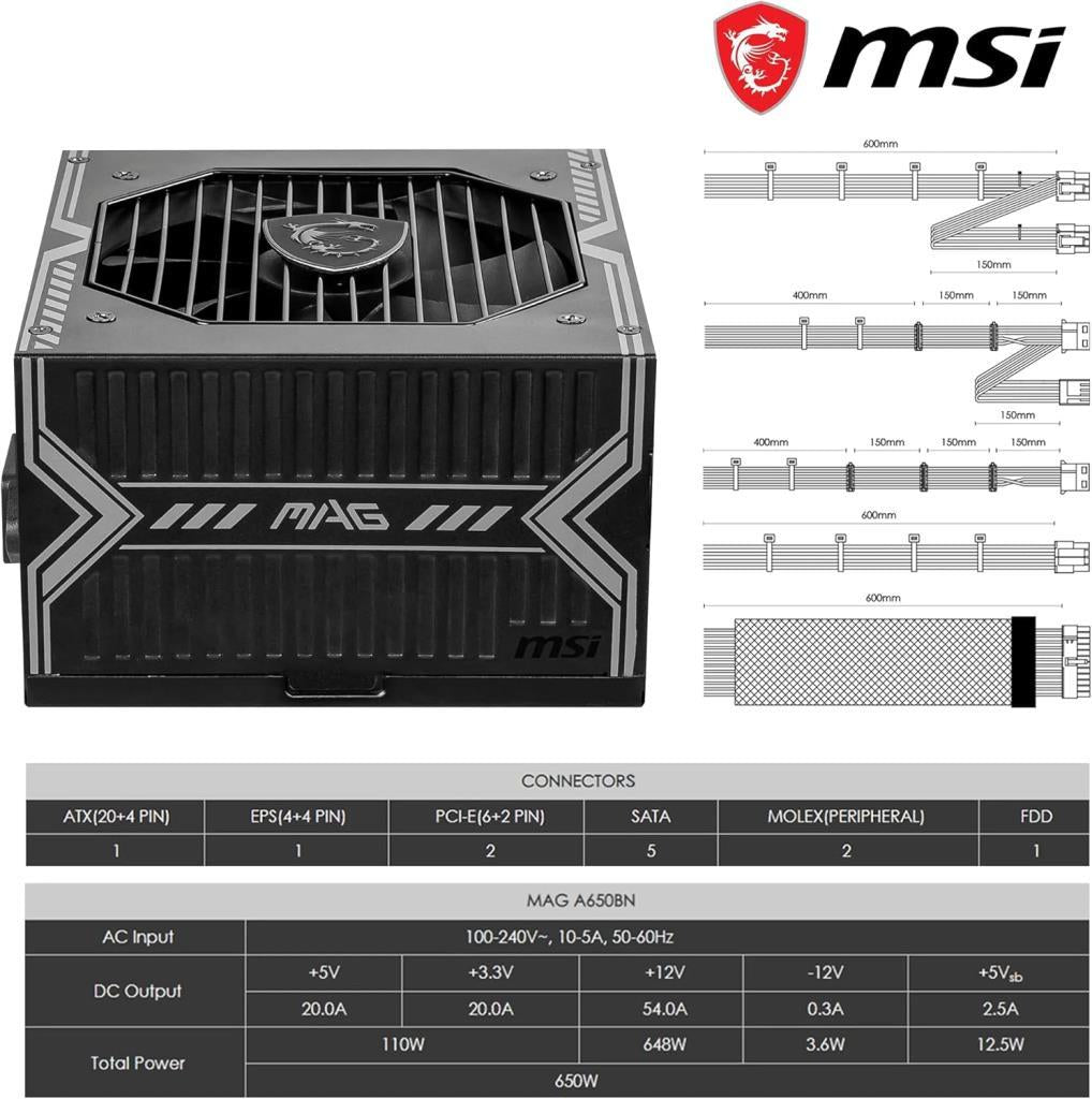 MSI MAG A650BNL 650 W Power Supply