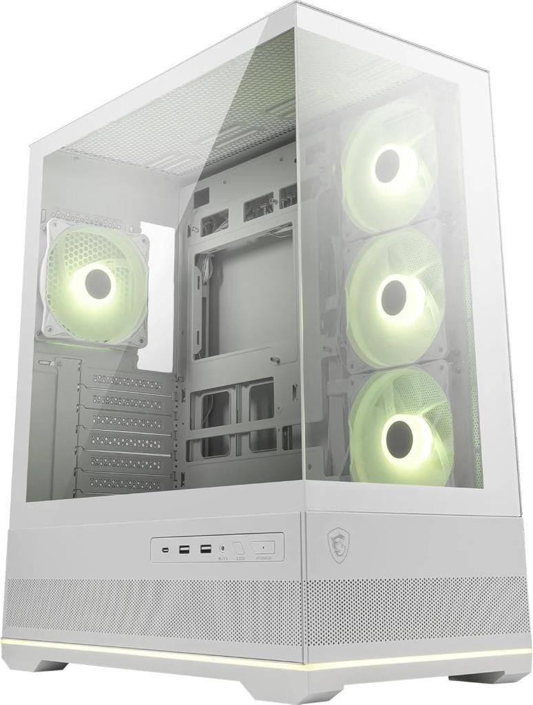MSI MAG PANO 110R PZ White – Mid-Tower oyun bilgisayarı kasası – 400 mm uzunluğa kadar GPU'ları destekler, çıkarılabilir toz filtresi, USB 20 Gbit/s (Tip C), Back-Connect-ATX ve Micro-ATX