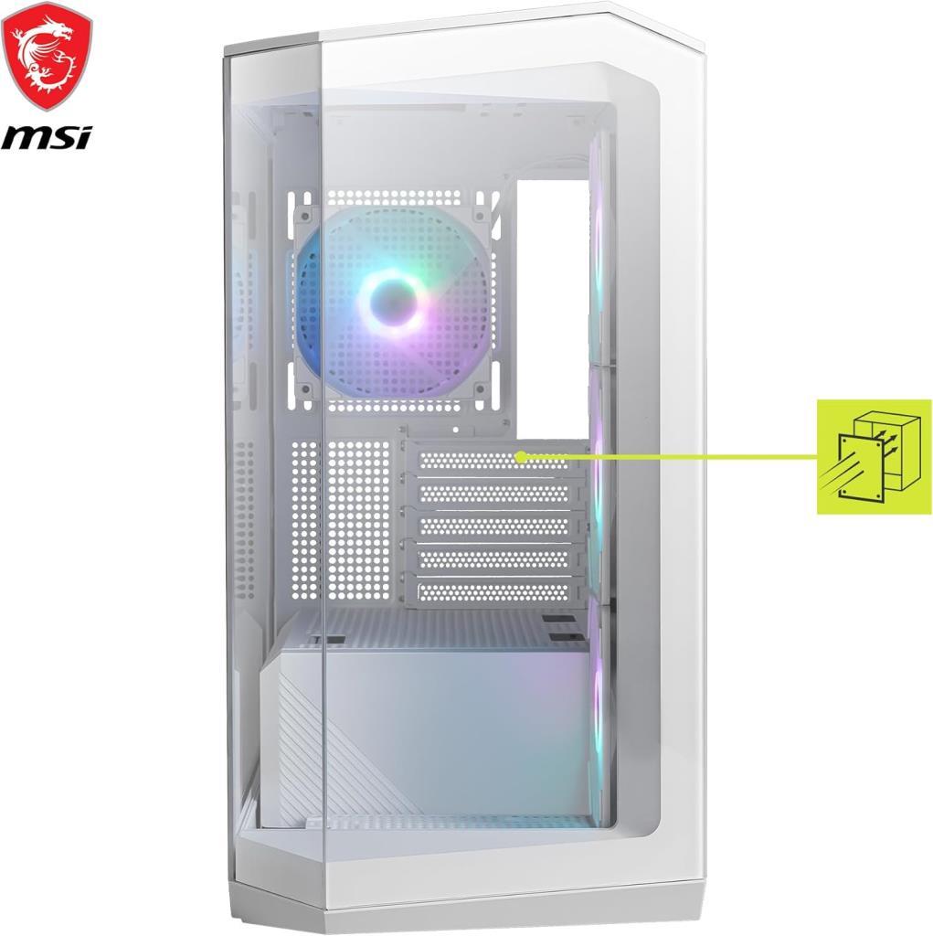 MSI MAG Pano M100R PZ ARGB 4 Fanlı Beyaz Micro ATX Bilgisayar Kasası - Teşhir
