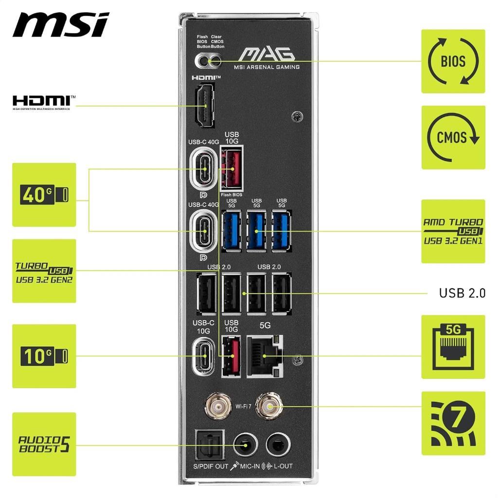 MSI MAG X870 Tomahawk Wi-Fi AMD AM5 DDR5 ATX Anakart