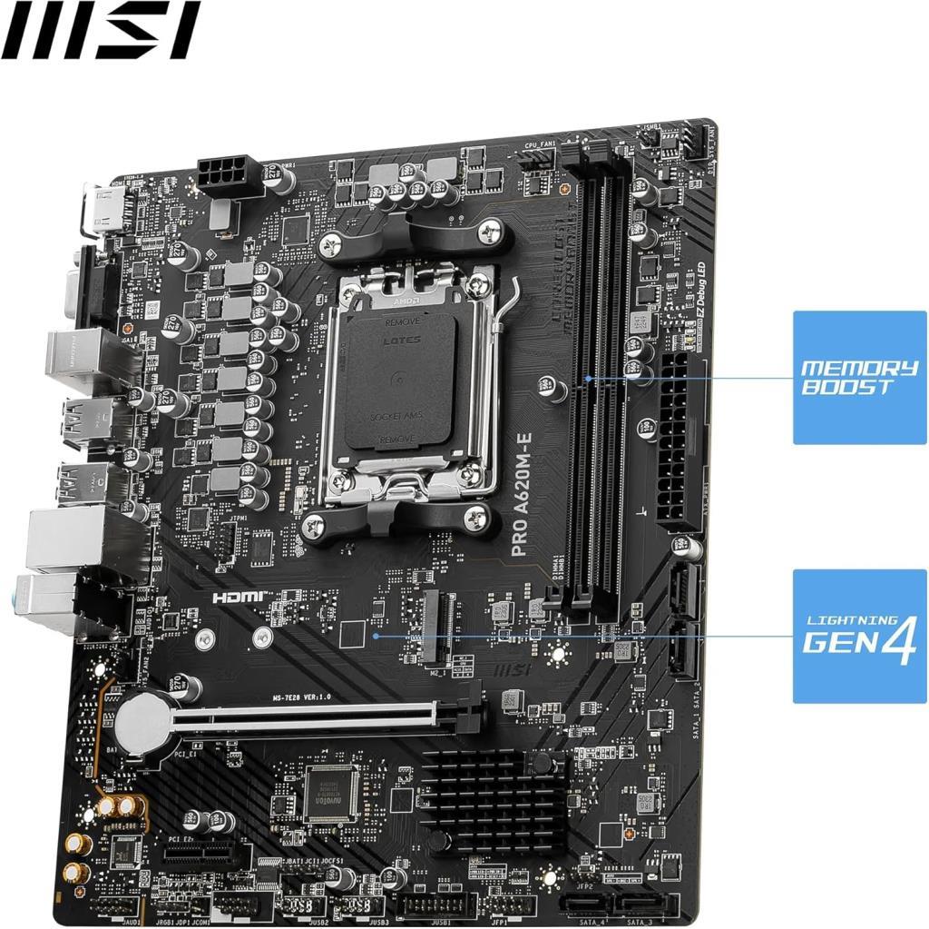 MSI Pro A620M-E AMD AM5 DDR5 Micro ATX Anakart Teşhir