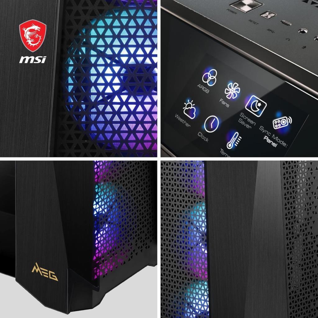 MSI MEG Prospect 700R ARGB 4 Fan Touch Panel E-ATX Gaming Case - Outlet