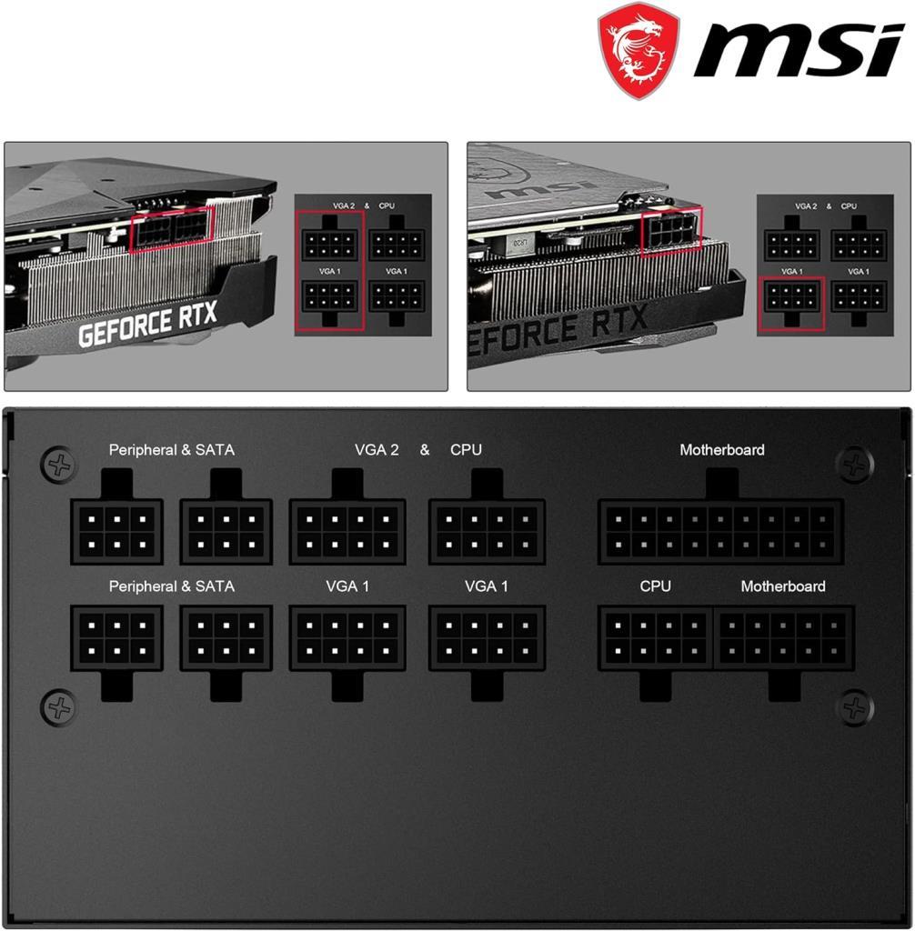 MSI MPG A650GF 650 W Power Supply Outlet