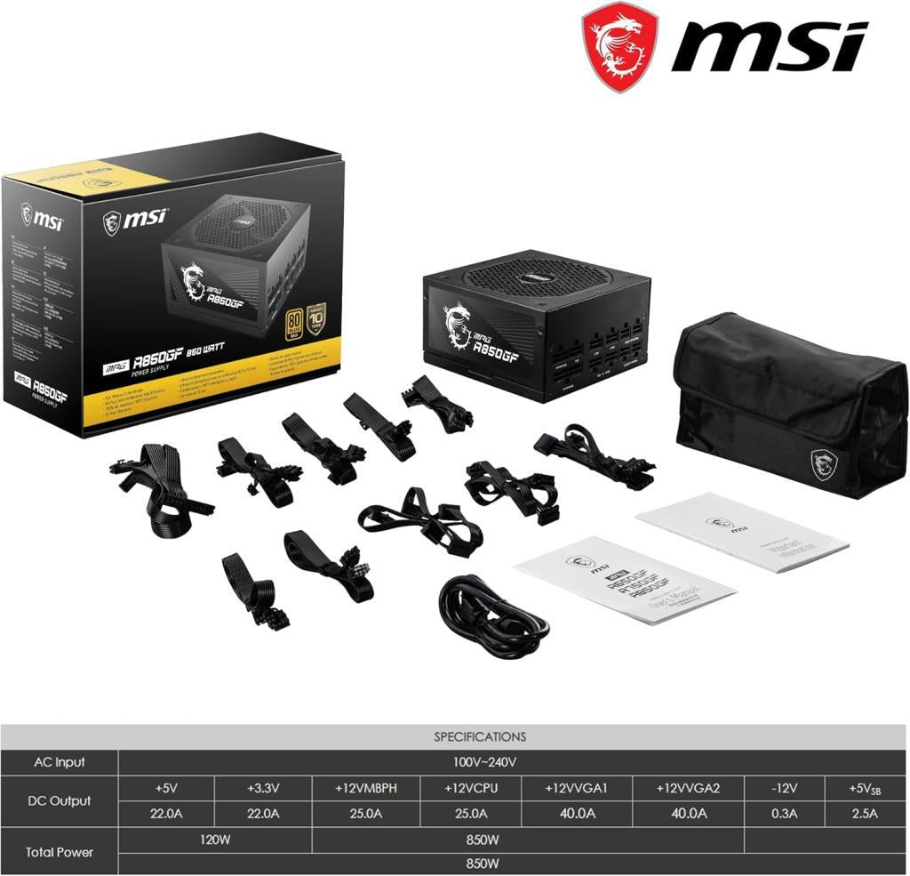 MSI MPG A850GF 850 W Power Supply Outlet