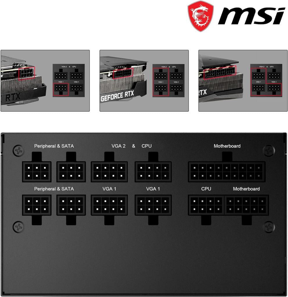 MSI MPG A850GF 850 W Power Supply Outlet