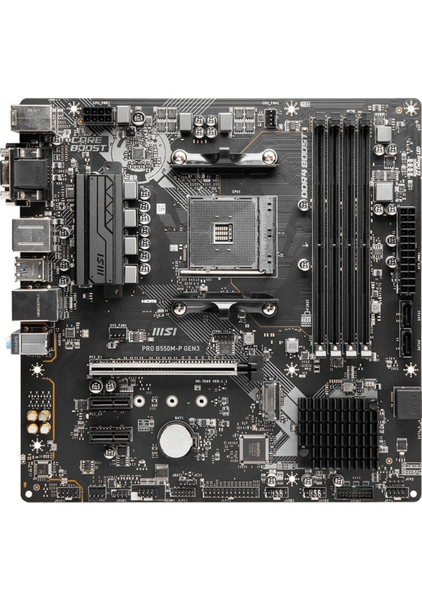 MSI PRO B550M-P GEN3 AM4 DDR4 4400(OC) HDMI VGA DVI-D M.2 USB3.2 mATX Anakart - TESHİR