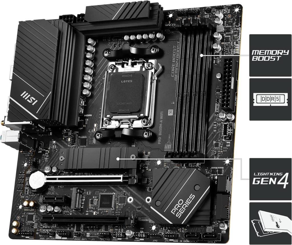 MSI PRO B650M-A Wi-Fi AMD AM5 DDR5 Micro ATX Anakart Teşhir