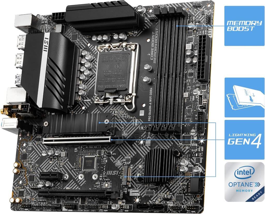 MSI Pro B660M-A D4 Intel LGA1700 DDR4 Micro ATX Anakart - OUTLET