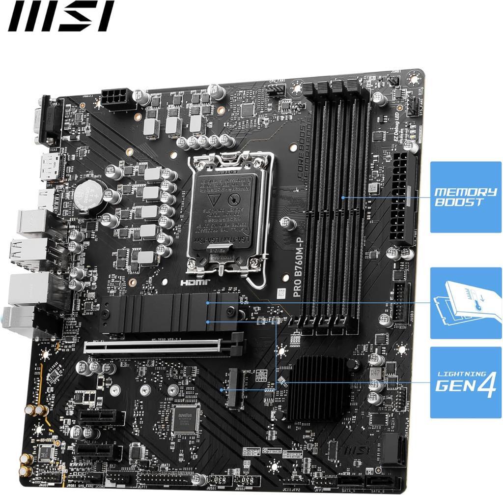 MSI Pro B760M-P Intel LGA1700 DDR5 Micro ATX Anakart Teşhir